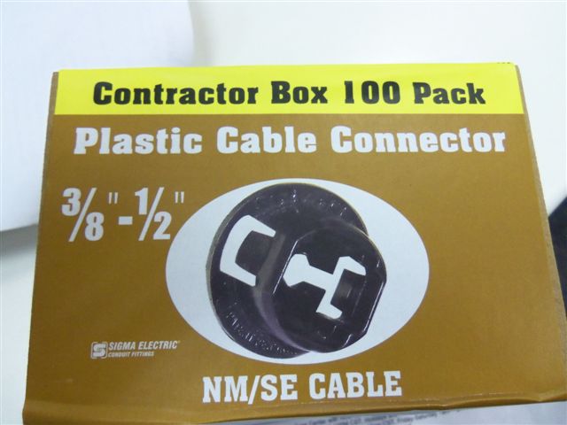Sigma Electric 55740 Plastic Non-Metallic Cable Connector, 3/8", Box/100