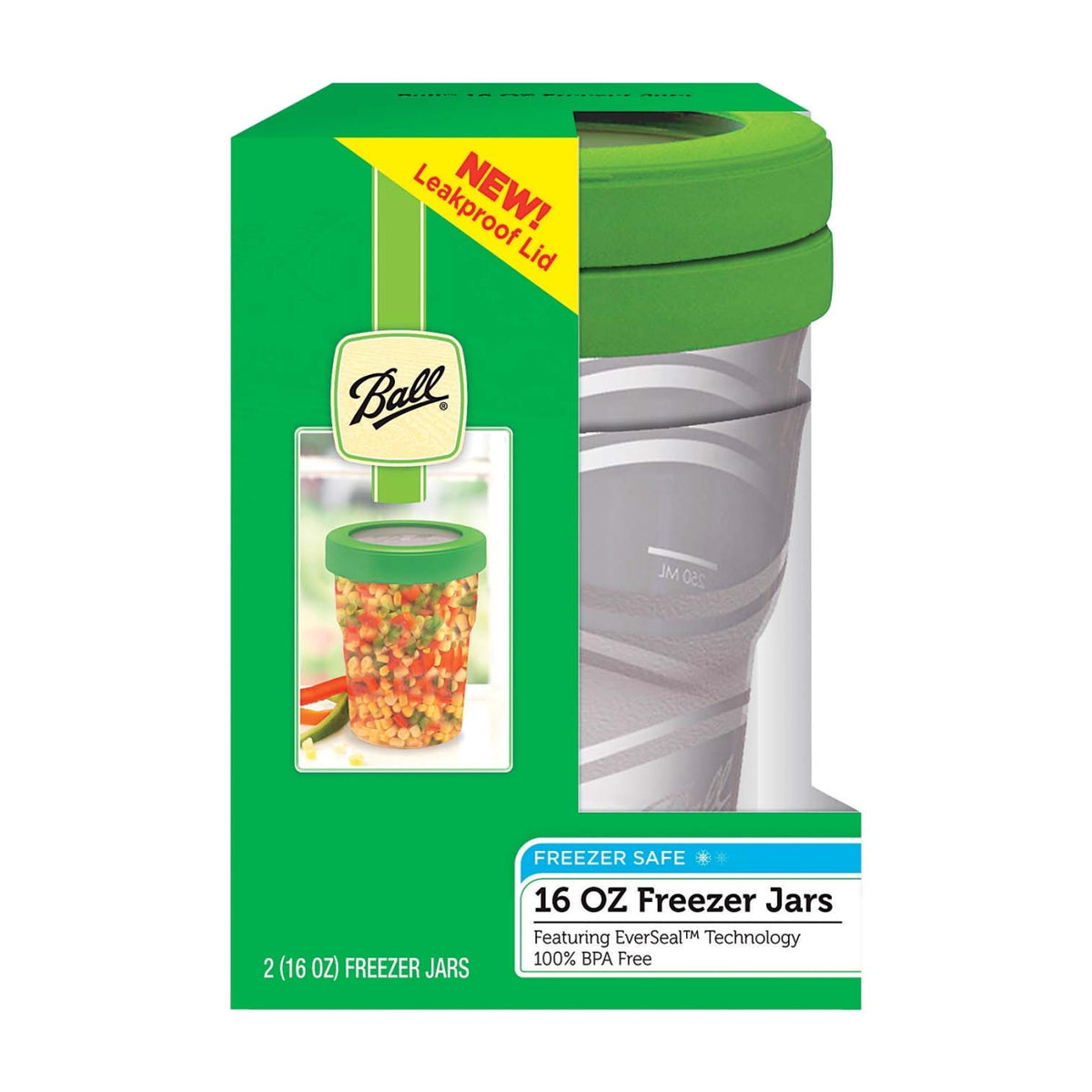 Ball 1440083105 Freezer Jars, 16 Oz, Plastic, Set of 2