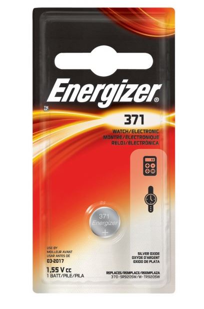 Energizer 371BPZ Watch Battery, 1.55 Volt, Sliver