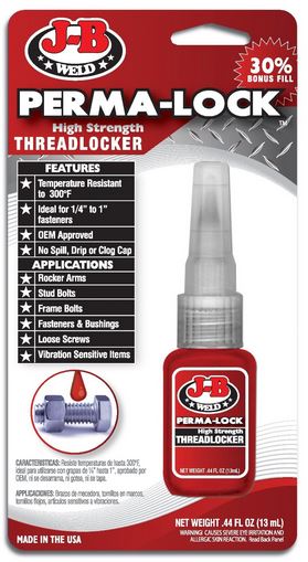 J-B Weld 27113 Permalock Threadlock, Red, 13 mL