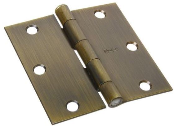 Stanley Door Hinge, Antique Brass, 3.5" x 3.5"