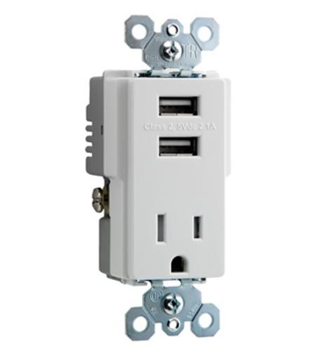 Pass & Seymour TM8USBWCC6 Trade Master USB Charger Receptacle, White