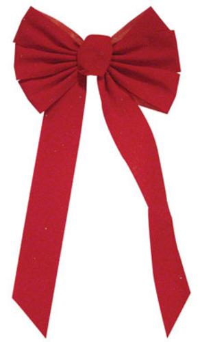 Holiday Trims 6072ACE Velvet Glitter Bow, Red, 12"