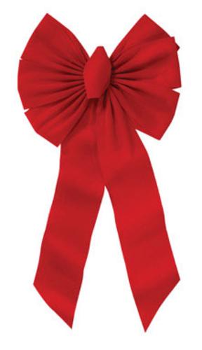 Holiday Trims 7355 Velvet Bow, Red, 14" x 28" x 4"