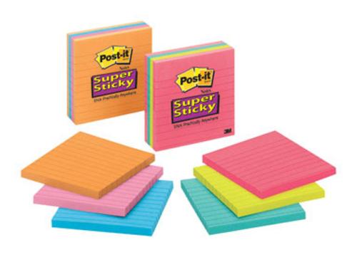 Post-It 675-3SSMX Super Sticky Lined Notes, 4"x4"
