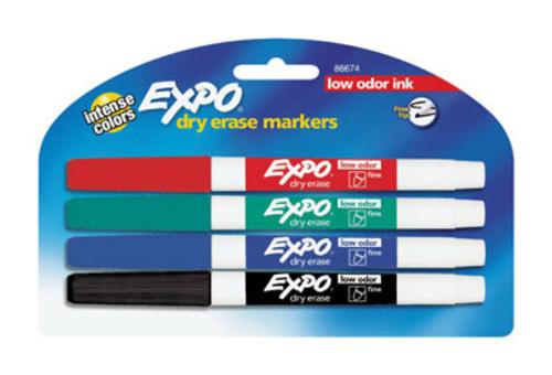 Sharpie 86674K Expo Low Odor Fine Point Dry Erase Marker, Asssorted