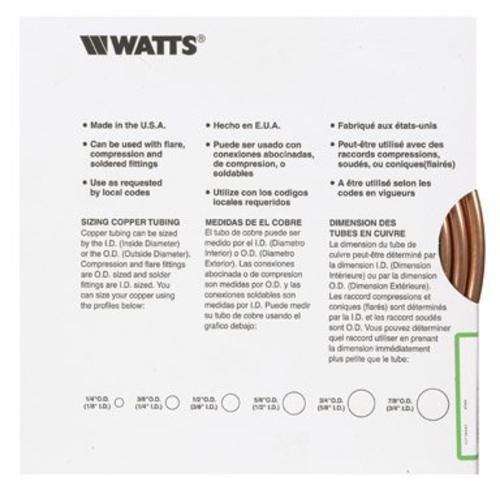 Watts UT06015 Pre-Cut Copper Tubing, 15'