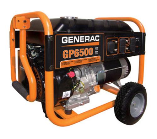 Generac 5940 GP6500 Portable Gas Powered Generator, 389cc Ohv Engine