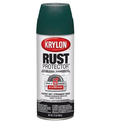 Krylon 69012 Rust Protector Spray Paint, 12 Oz, Hunter Green