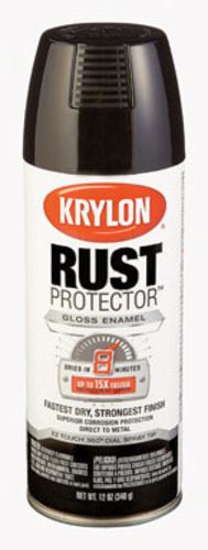 Krylon 69001 Rust Protector Spray Paint, 12 Oz, Gloss Black