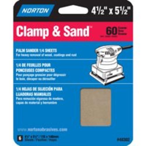 Norton 07660705445 60-Grit Clamp & Sand Sheet, 4-1/2"x5-1/2"