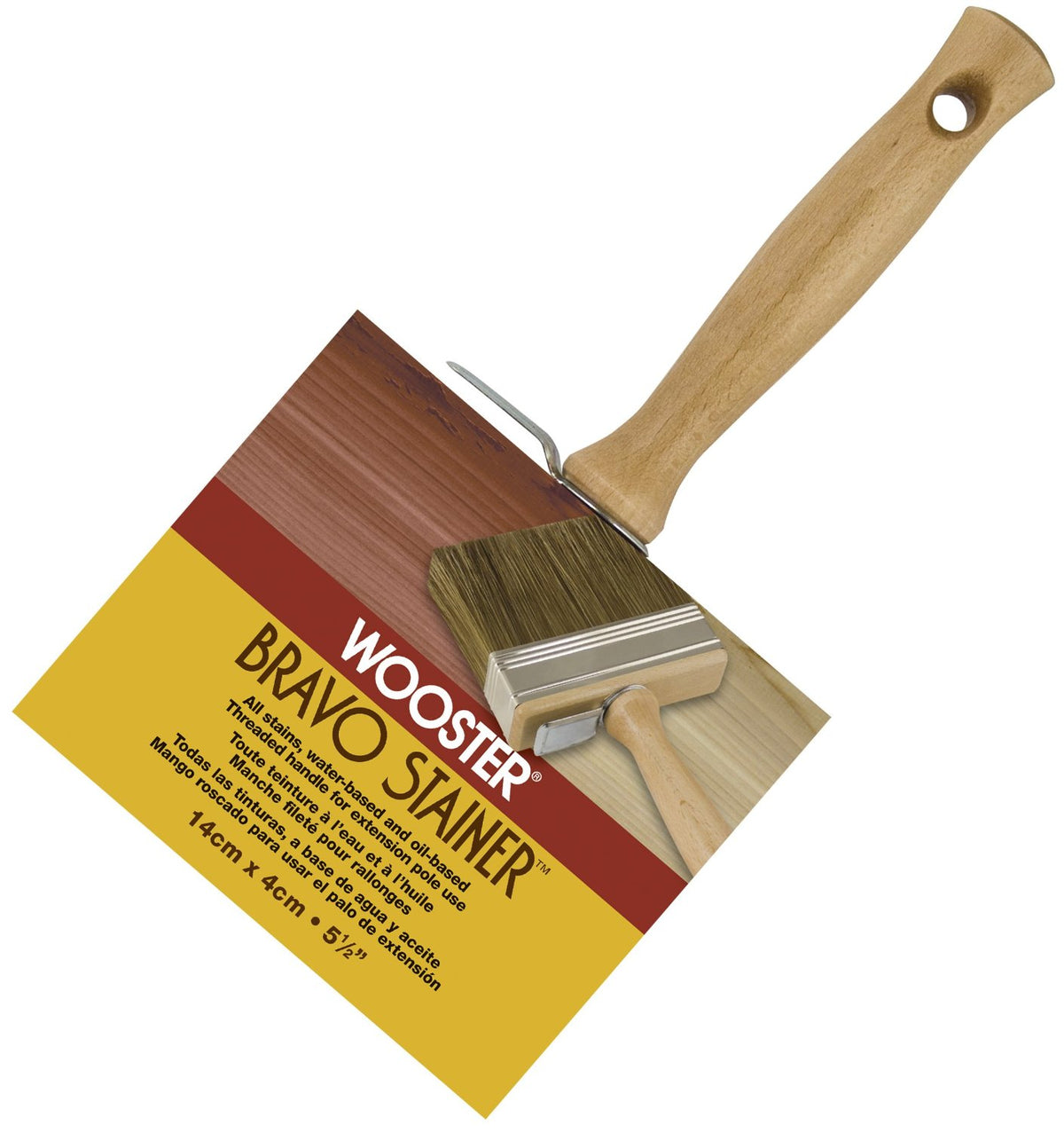 Wooster F5119-5 1/2 Bravo Stainer Polyester/Bristle Stain Brush, 5.5"