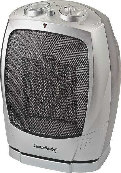 Homebasix PTC-903B Oscillating Ceramic Heater, 750/1500 Watts