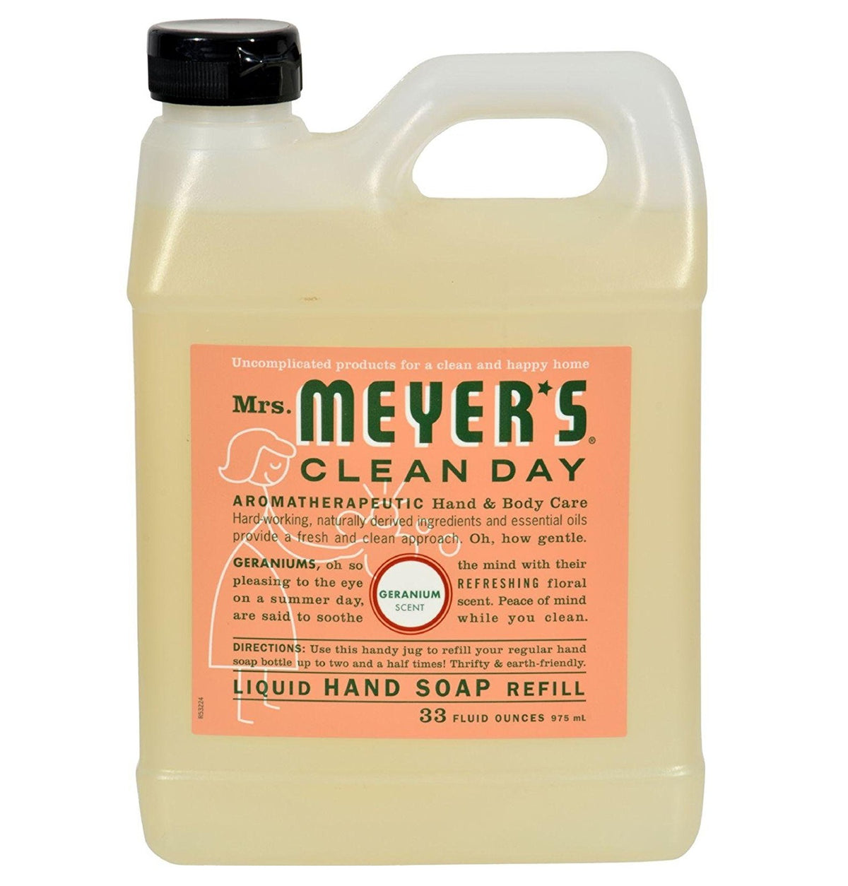 Mrs. Meyer's 13163 Liquid Hand Soap Refill Geranium Scent, 33 Oz.