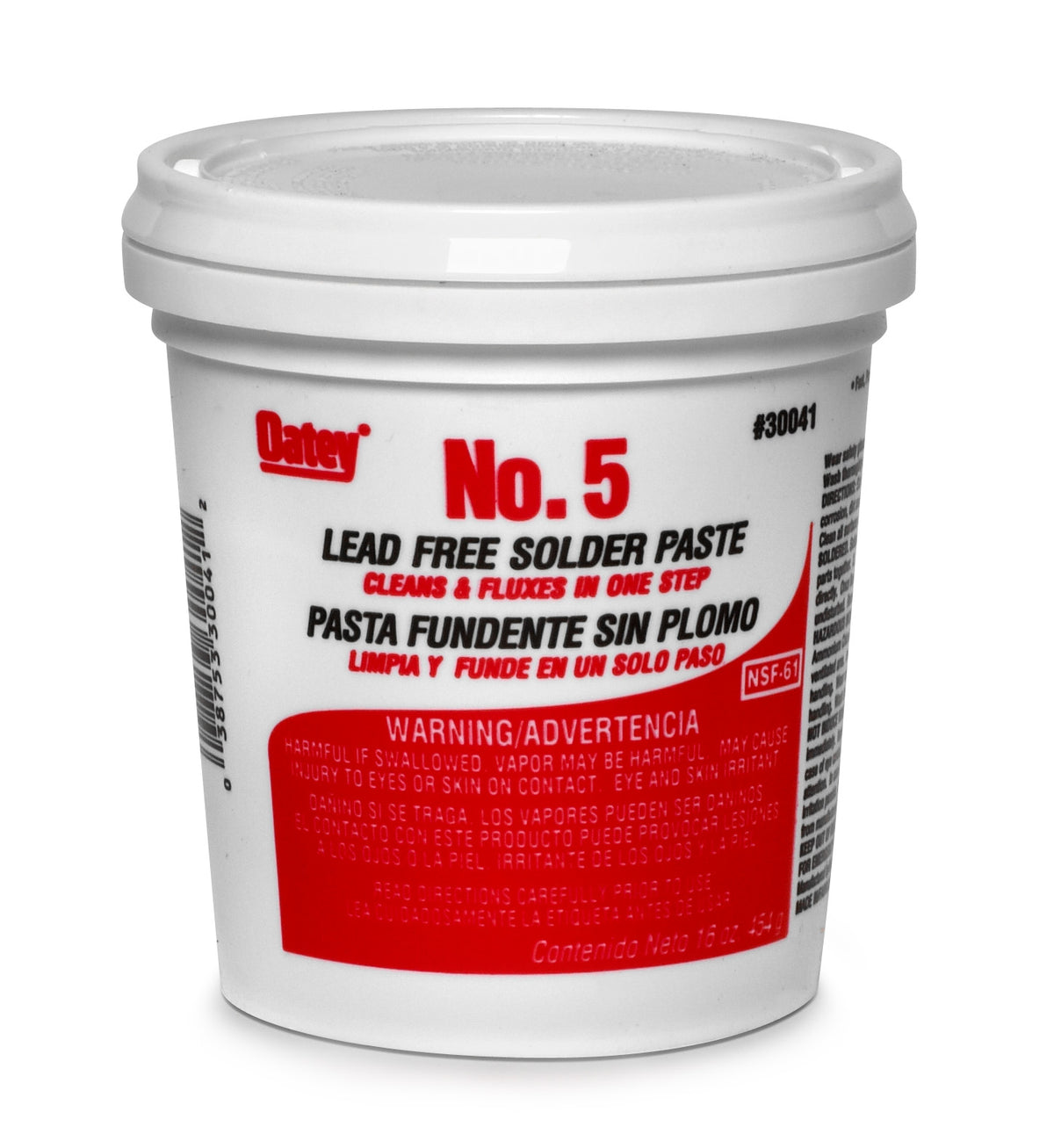 Oatey 30041 No. 5 Lead-Free Paste Flux, 16 Oz, Amber