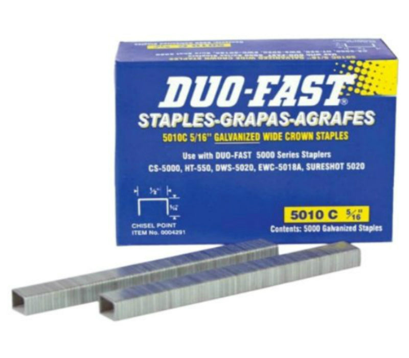 Duo-Fast 5010C Galvanized Wide Crown Staples, 5/16" x 1/2"