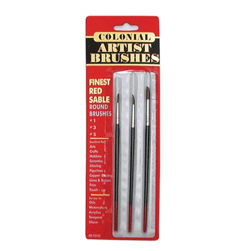 Premier Paint Roller 10103 Red Sable Artist Brush, 3 Piece