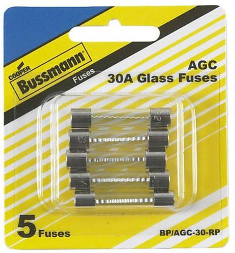Cooper Bussmann BP/AGC-30-RP AGC Glass Fuse, 30 Amp