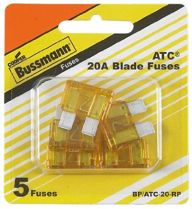 Cooper Bussmann BP/ATC-20-RP ATC Automotive Blade Fuse, 20 Amp, Yellow