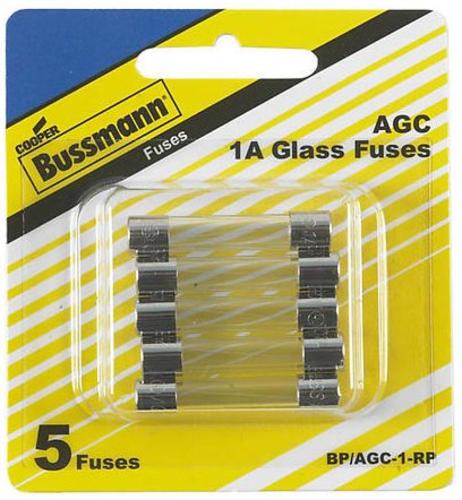 Cooper Bussmann BP/AGC-1-RP AGC Glass Electronic Fuse, 1 Amp