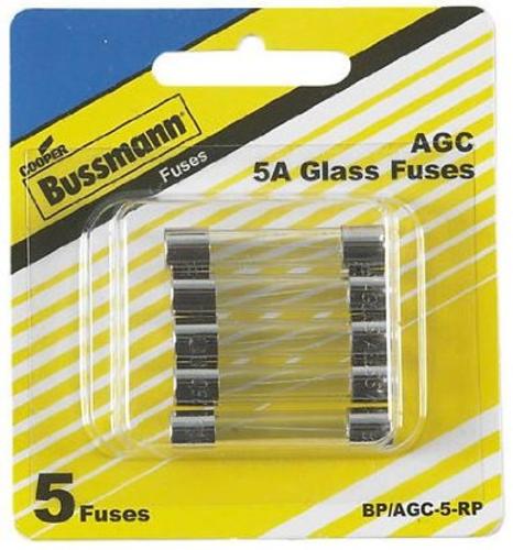Cooper Bussmann BP/AGC-5-RP AGC Glass Fuse, 5 Amp