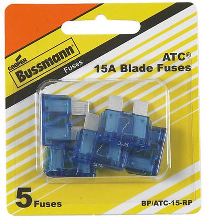 Cooper Bussmann BP/ATC-15-RP ATC Automotive Blade Fuse, 15 Amp, Blue