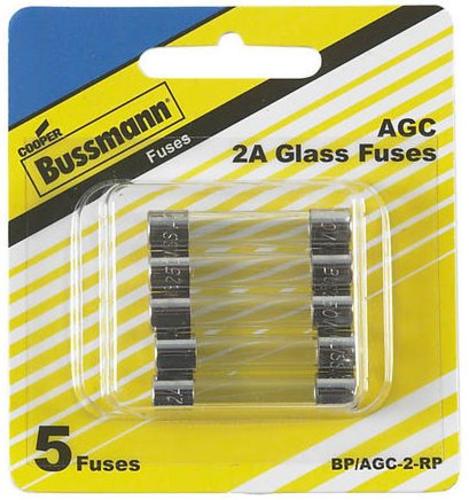 Cooper Bussmann BP/AGC-2-RP AGC Glass Fuse, 2 Amp