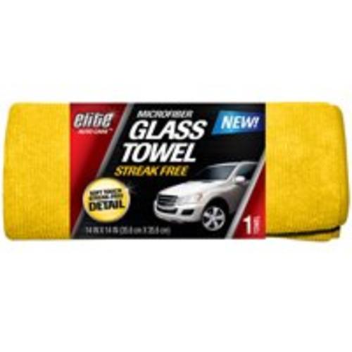 Elite 8904 Microfiber Glass/Window Towel, Yellow, 14" x 14"