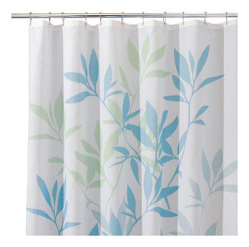 InterDesign 35650 Leaves Shower Curtain, 72" x 72", Soft Blue & Green