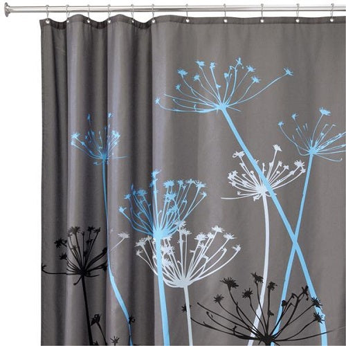 InterDesign 37221 Thistle Shower Curtain, 72" x 72", Gray & Blue