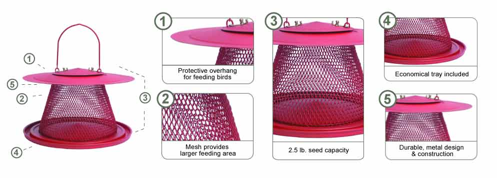 Perky Pet 00322 Cardinal Wild Bird Feeder, 2.5 Lbs, Red