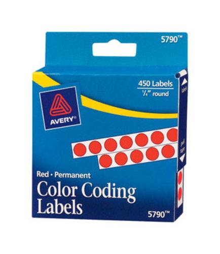 Avery 5790  Round Color Coding Labels, Red, 450/Pack