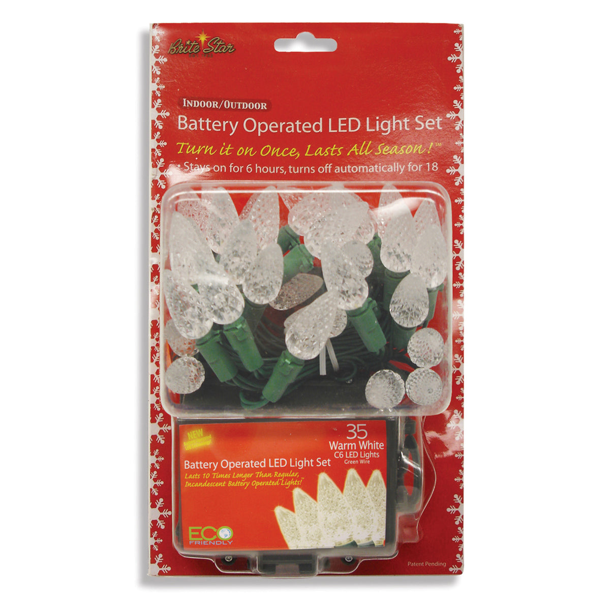 Brite Star 41-622-23 C6 Battery Operated LED Lights Set, 35 Warm, White