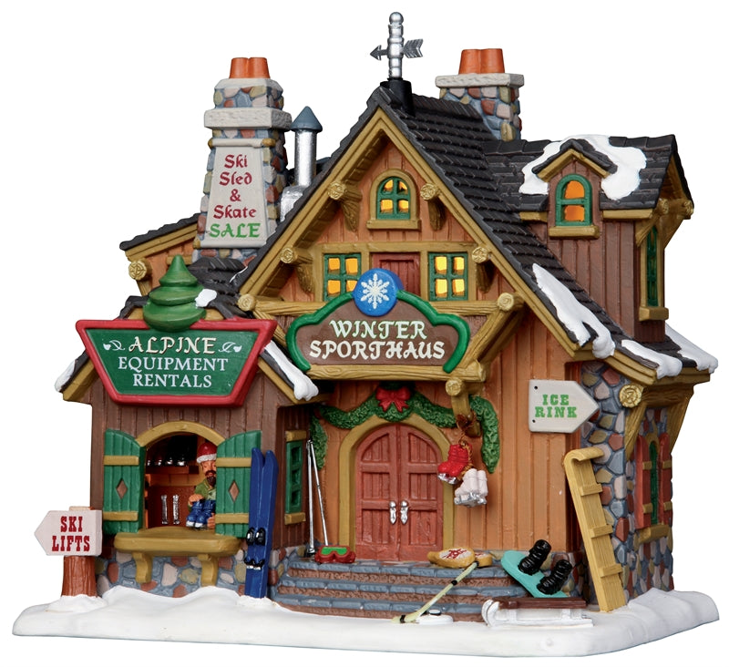 Lemax 25369 Winter Sport Haus Porcelain Village House, 10.5" H x 9.6" W