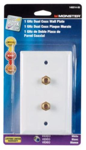 Monster 140014-00 Dual Coax Wall Plate, 75 Ohm, White