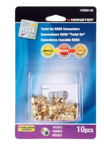 Monster 140080-00 Cable Coax Connectors, Gold