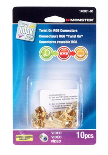 Monster 140081-00  Cable Coax Connectors RG6, 75 Ohm