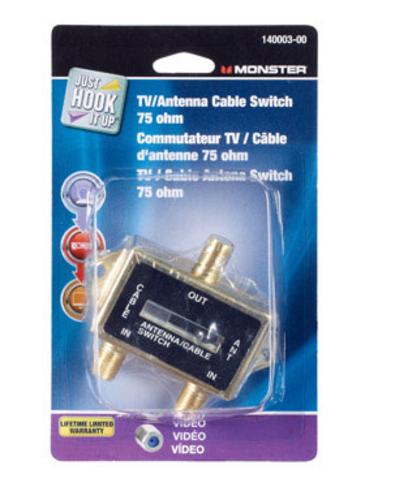 Monster 140003-00 Tv Antenna Cable Switch, 75 Ohm, Gold card