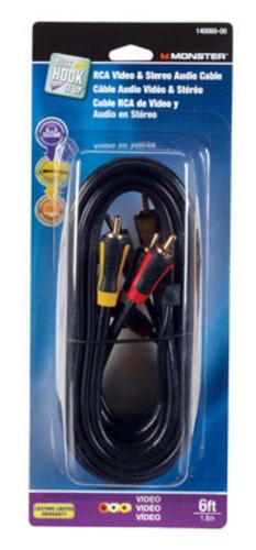 Monster 140060-00 Triple RCA Composite Audio-Video Cable, 6'