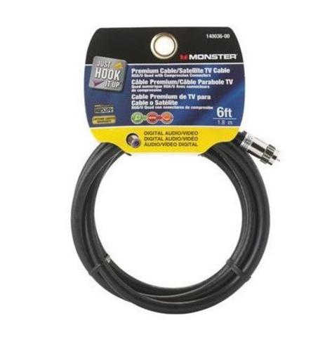 Monster 140036-00 Video Coaxial Cable, 6', 75 Ohm