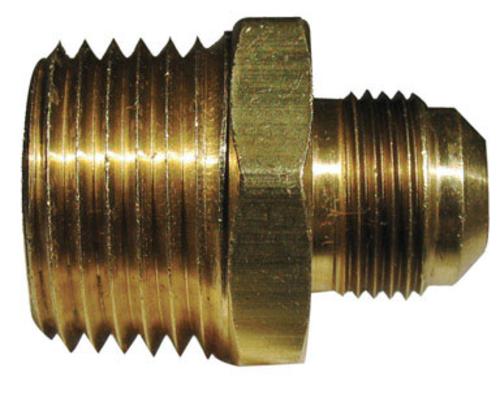 JMF 41168 Flare Male Connector, 3/8" Flare x 1/2" Male, Yellow Brass