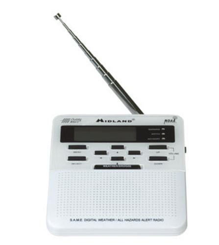 Midland WR120B Weather Alert Radio with Alarm Clock, White