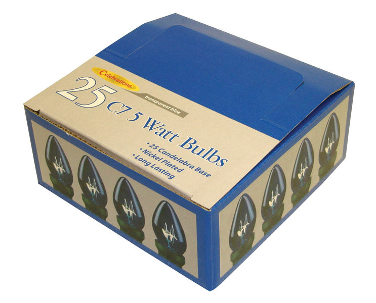 Celebrations UYRU4411 C7 Replacement Bulbs, 7 W, Transparent, Blue