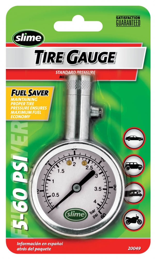 Slime 20049 Large Face Dial Tire Gauge, 5-60 psi