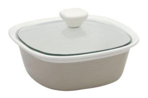 Corningware 1096828 Etch Sand Dish With Glass Cover, 1.5 Quarts