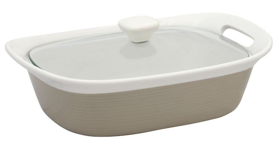 Corningware 1096829 Etch Sand Square Covered Dish, 2.5 Quarts