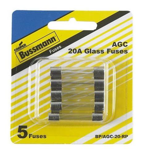 Bussmann BP/AGC-20-RP Glass Auto Tube Fuse, 20 Amp