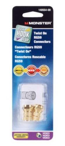 Monster 140554-00 Cable Coax Connectors, 75 Ohm, Gold
