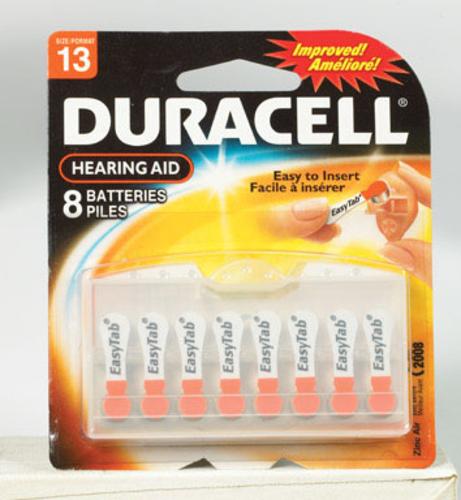 Duracell DA13B8 Zinc Air Hearing Aid Battery, 1.4 V