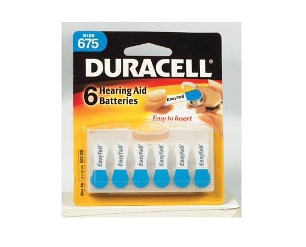 Duracell DA675B6 Zinc Air Hearing Aid Battery, 1.4 Volt